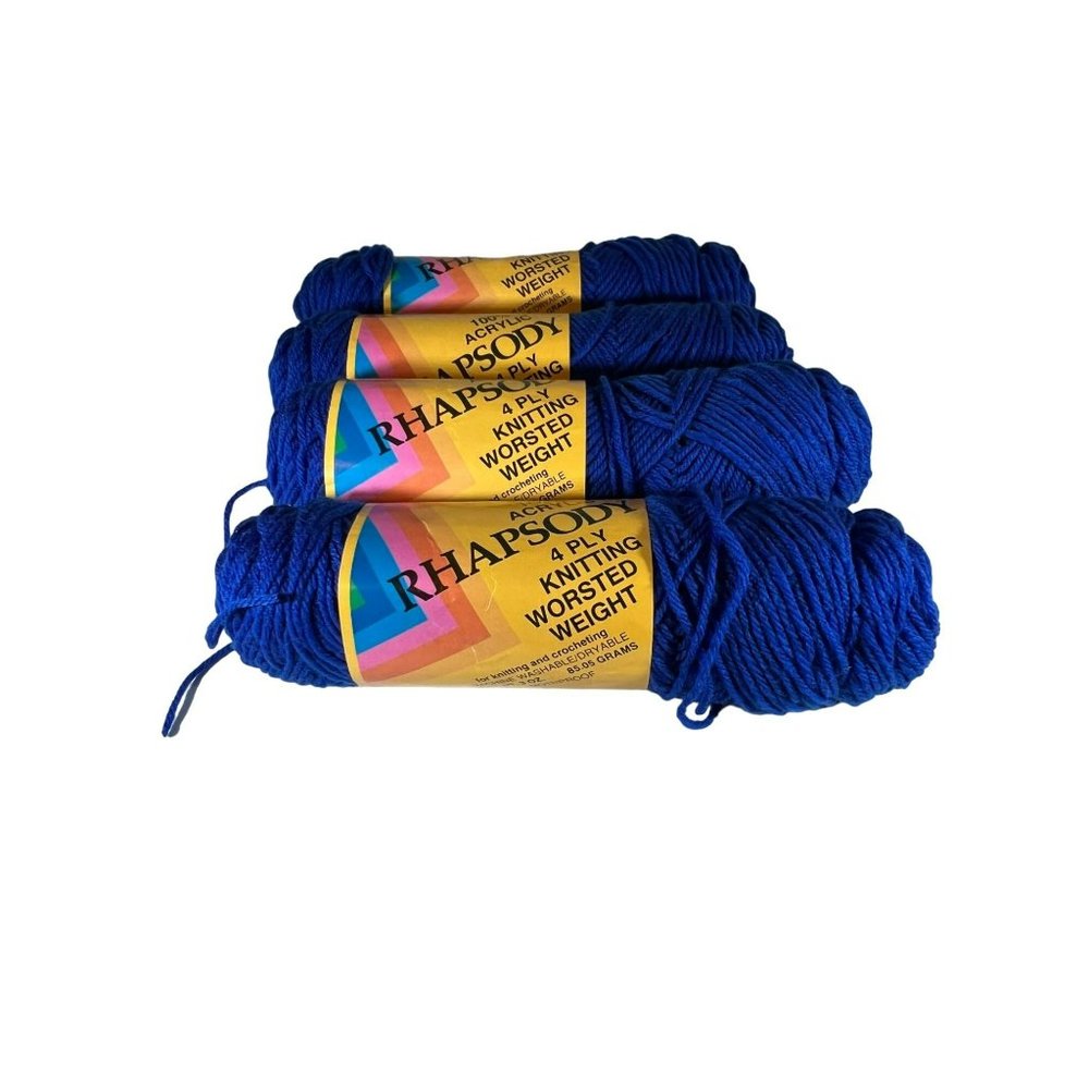 4 skeins 3 oz. Worsted Rhapsody Royal 7 By National Yarn Crafts Vintage Retired